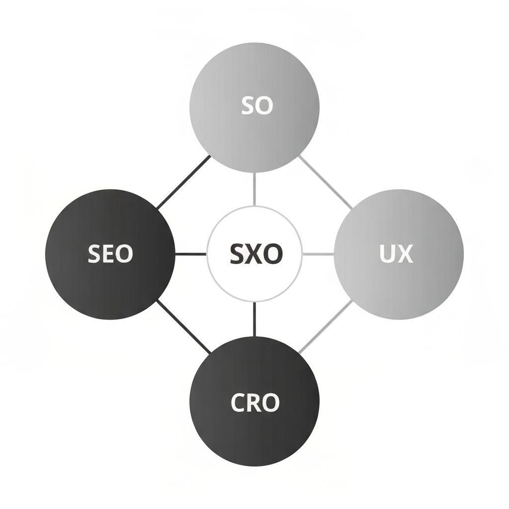 SXO Diagram - SEO, UX, and CRO intersecting to form Search Experience Optimization